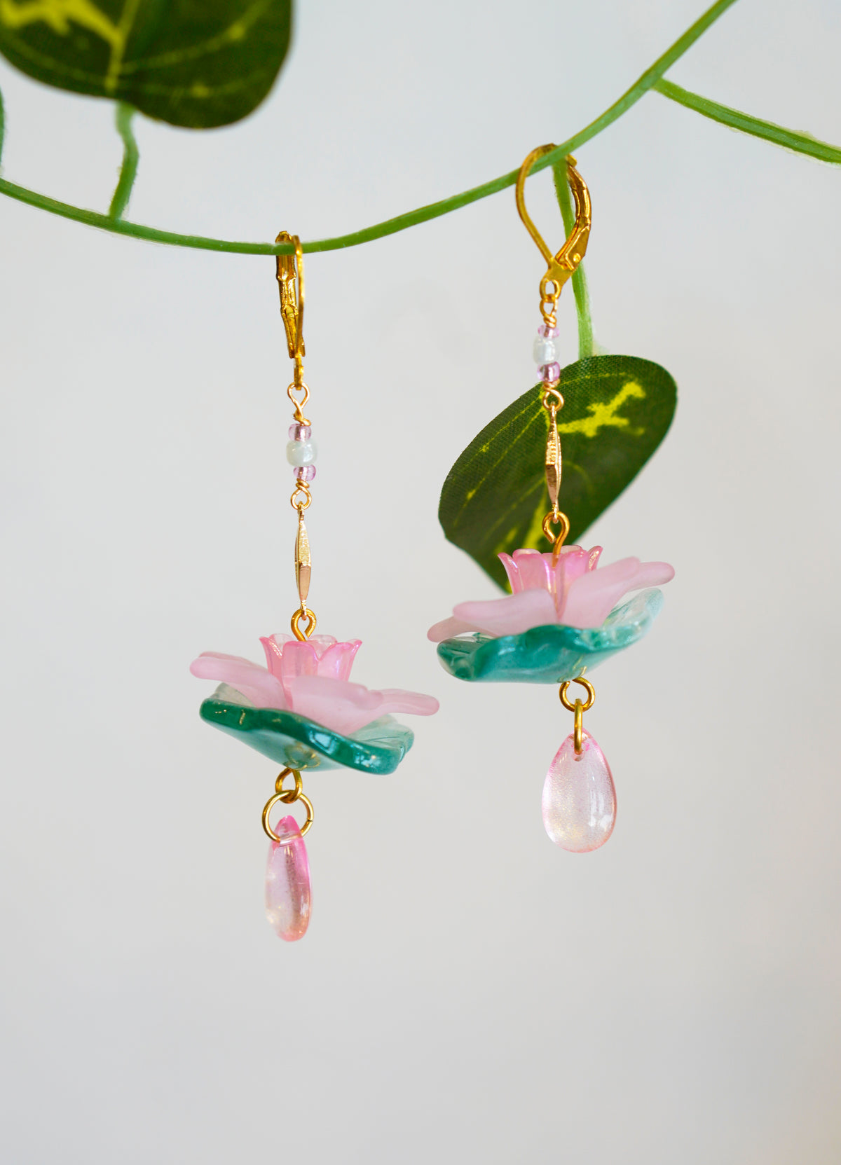 Pink Lotus Earrings