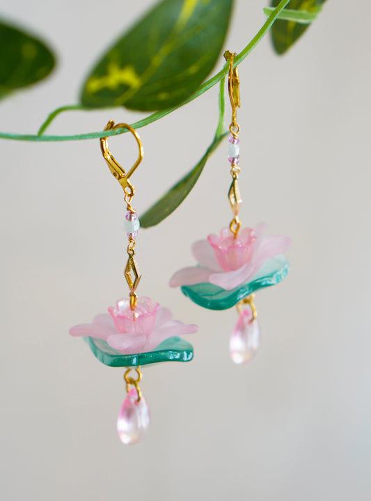 Pink Lotus Earrings