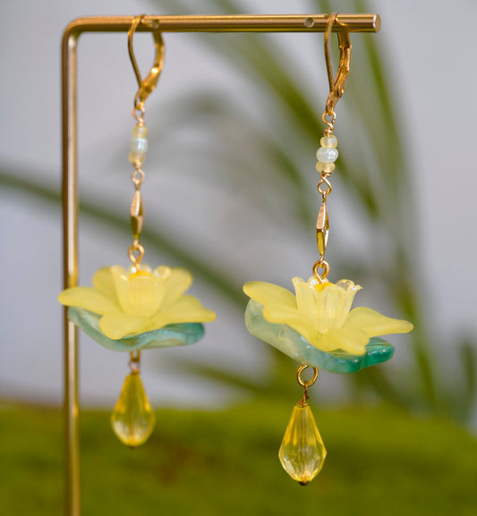 Yellow Lotus Earrings
