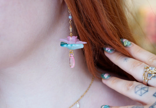 Pink Lotus Earrings