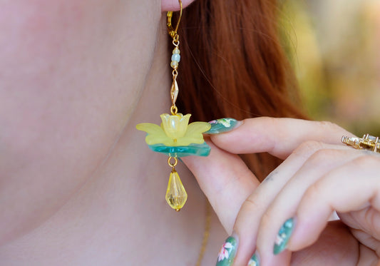 Yellow Lotus Earrings