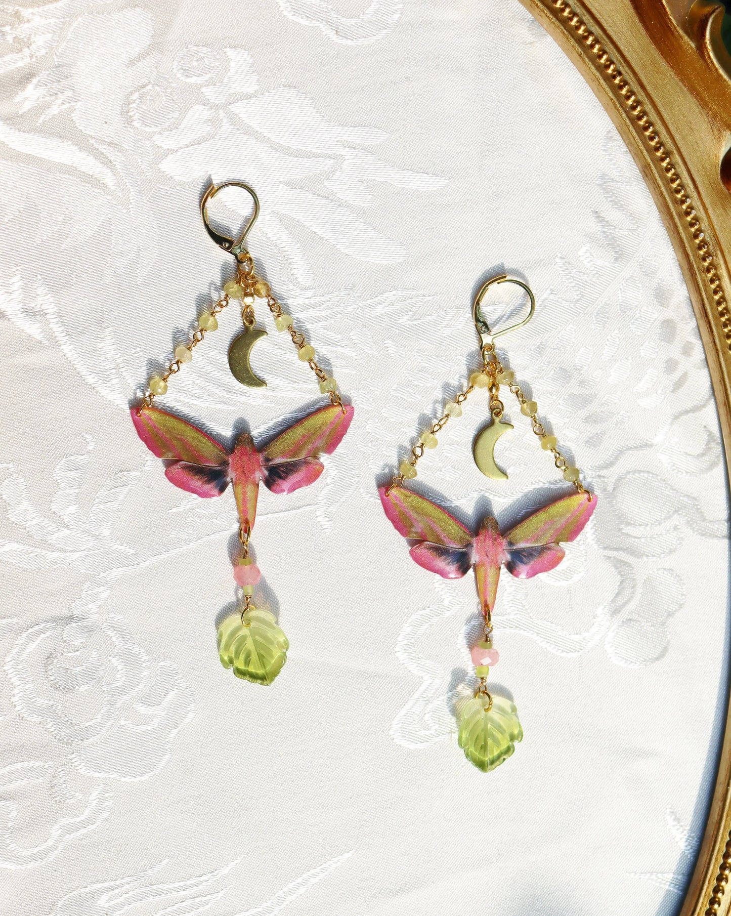 Deilephila Elenor Moth Earrings