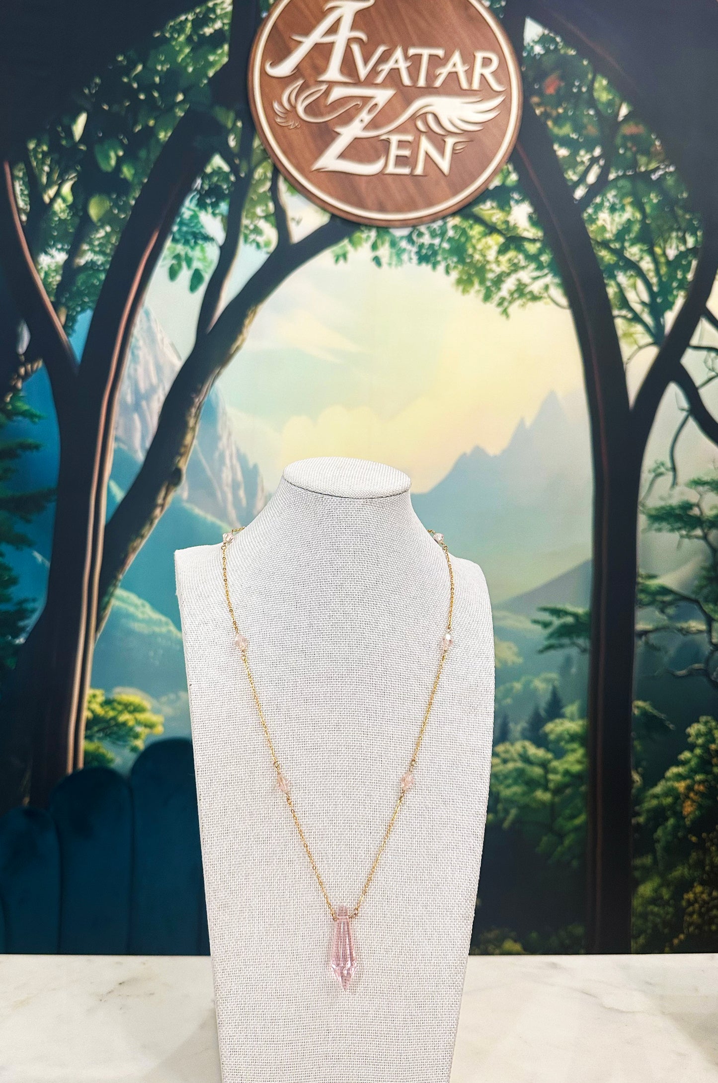 Pink Crystal Prism Necklace