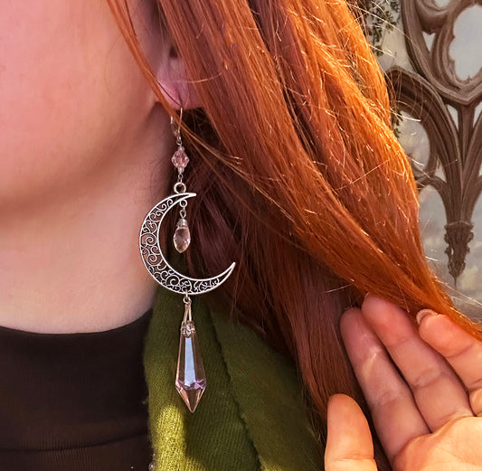 Crescent Moon Silver Earrings