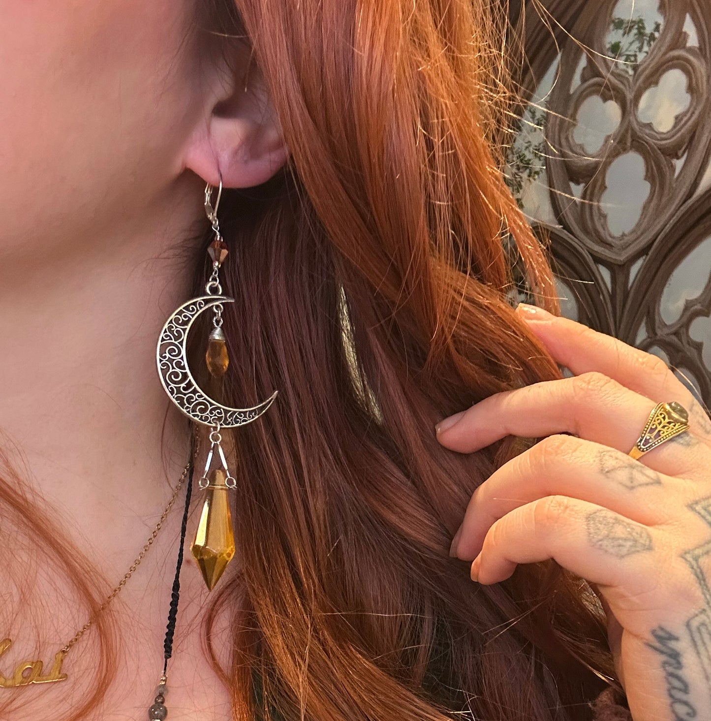 Solar Prism Crescent Moon Earrings