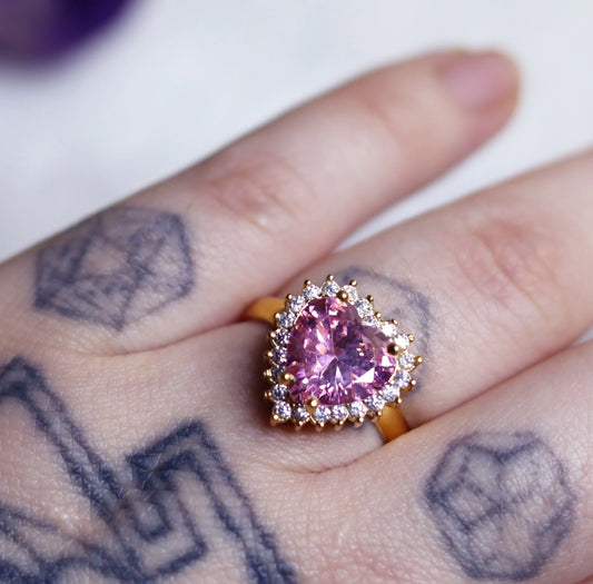 Pink Heart Zirconia Ring