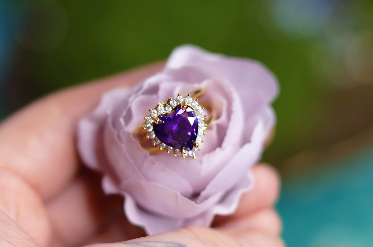 Purple Heart Zirconia Ring