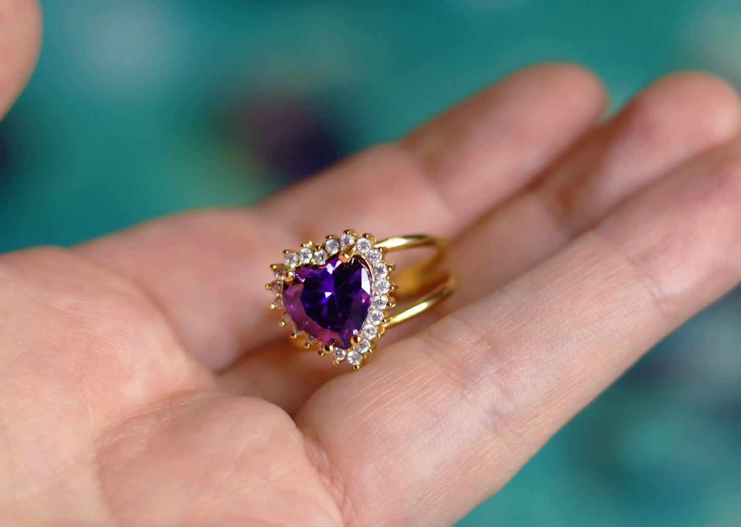 Purple Heart Zirconia Ring