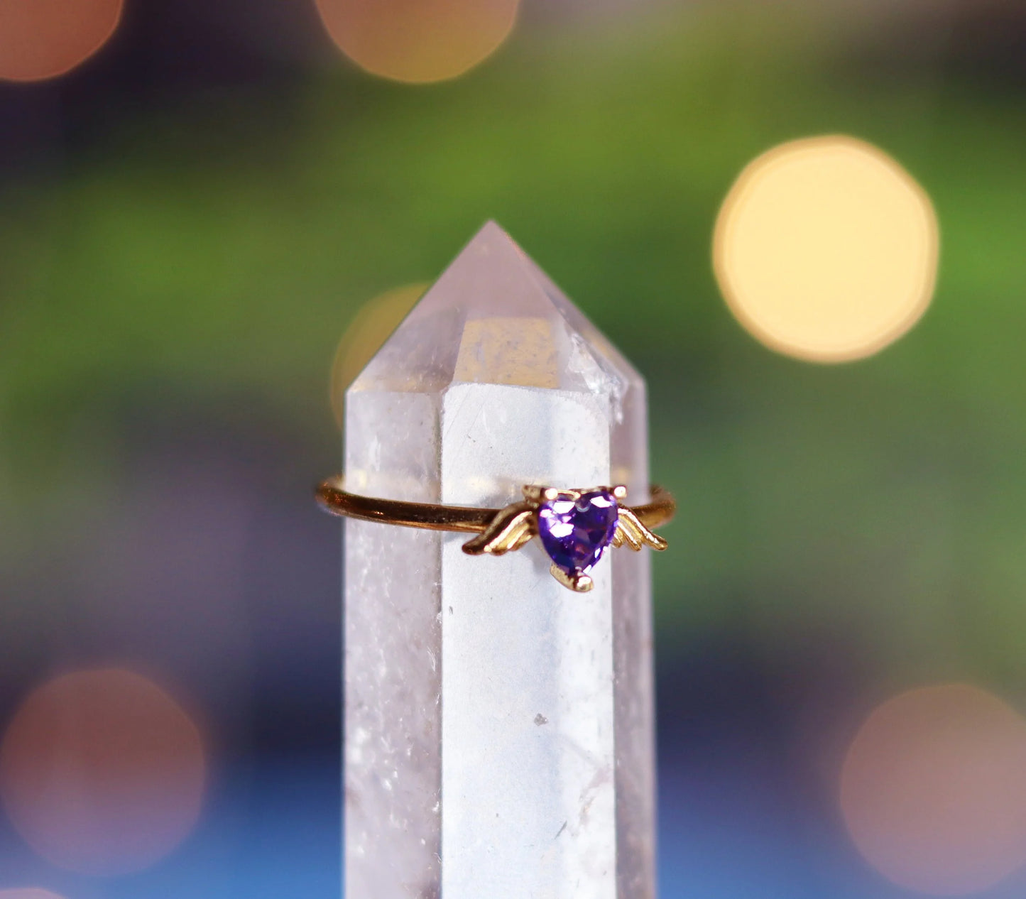 Winged Purple Heart Ring