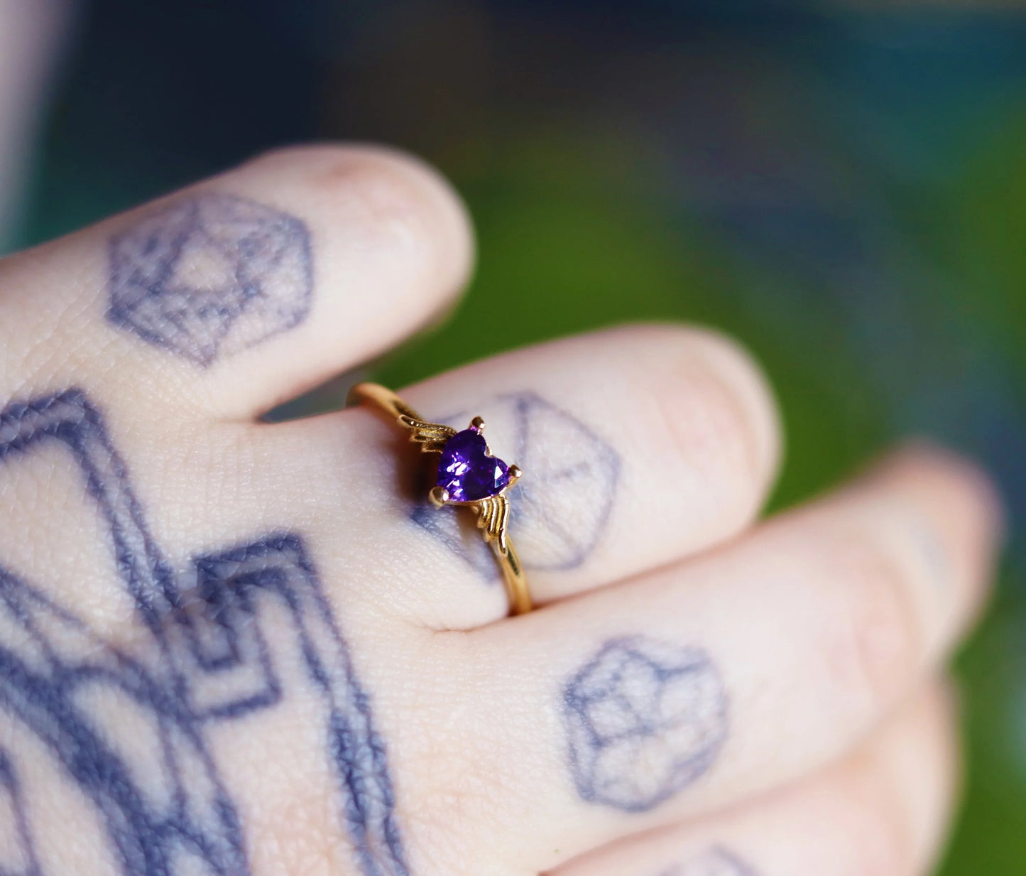 Winged Purple Heart Ring