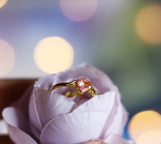 Winged Pink Heart Ring
