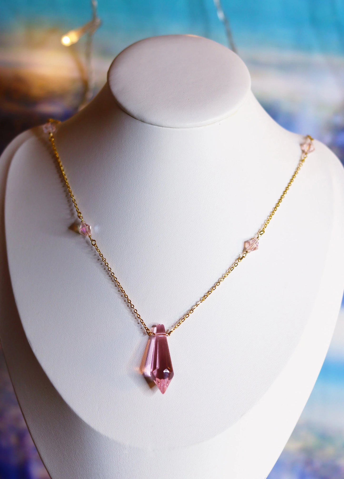Pink Crystal Prism Necklace
