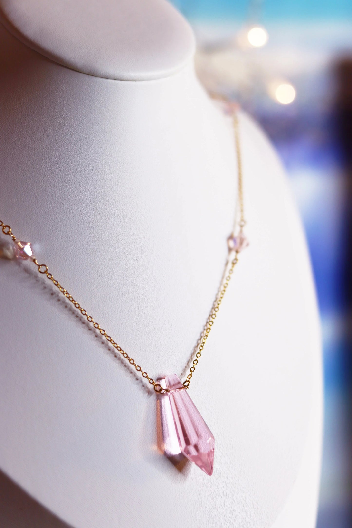 Pink Crystal Prism Necklace