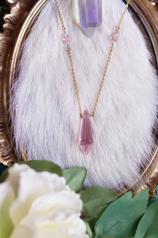 Pink Crystal Prism Necklace
