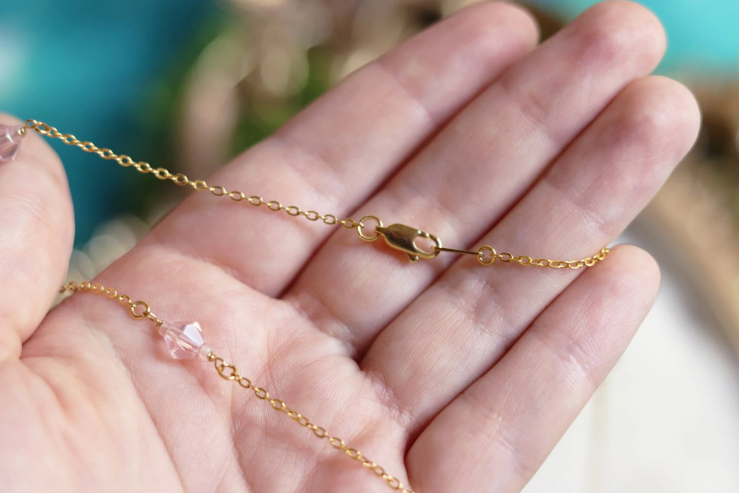 Pink Crystal Prism Necklace