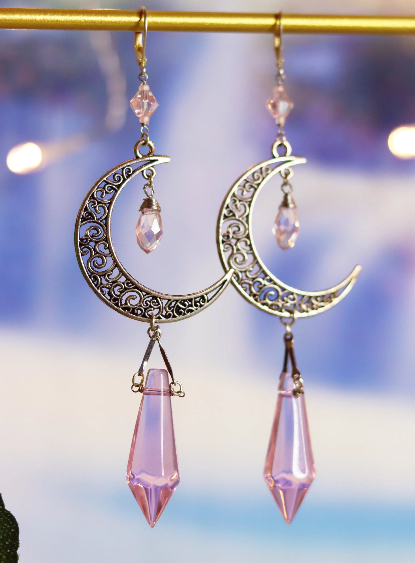 Crescent Moon Silver Earrings