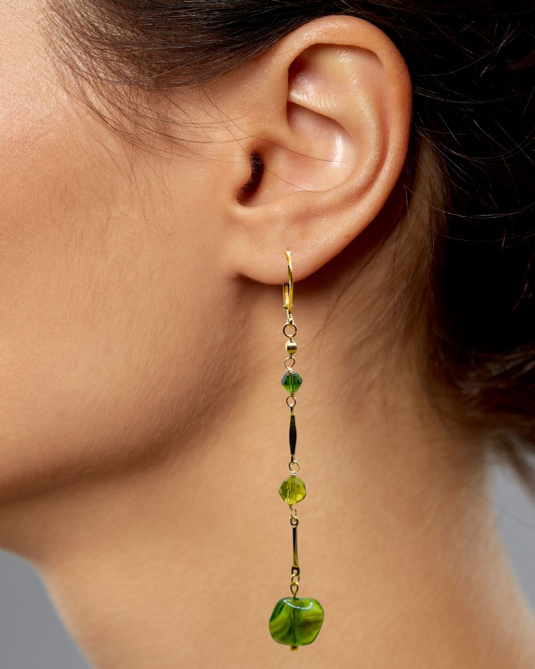 Green Glass Earrings
