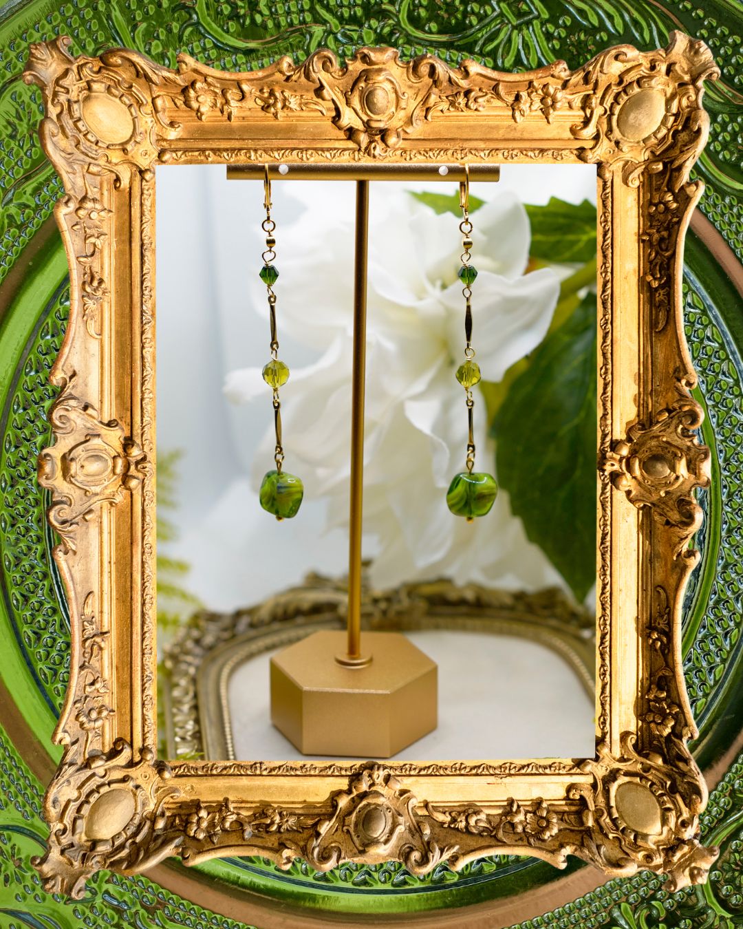 Green Glass Earrings