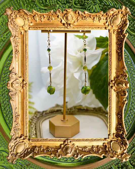 Green Glass Earrings